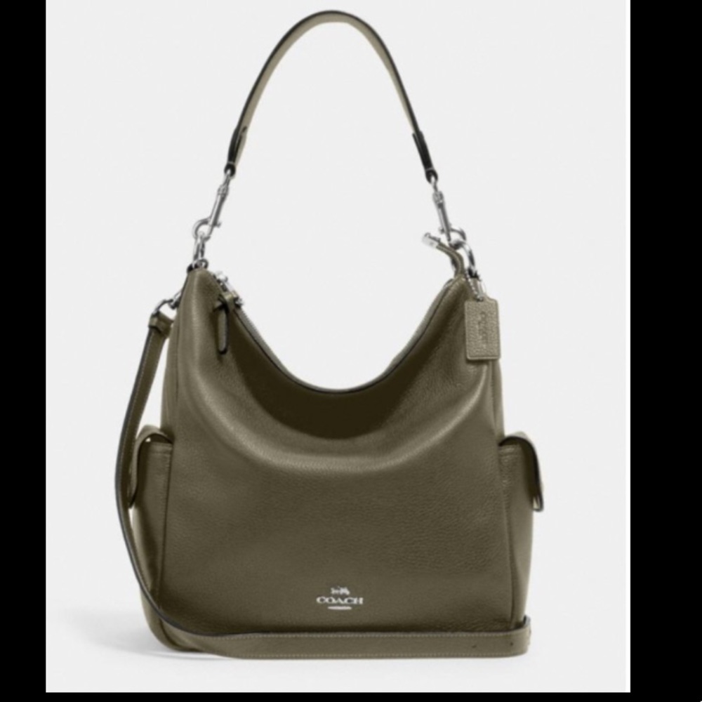 Brand New Coach Pennie Shoulder Bag. Refined pebble leather. Army Green.